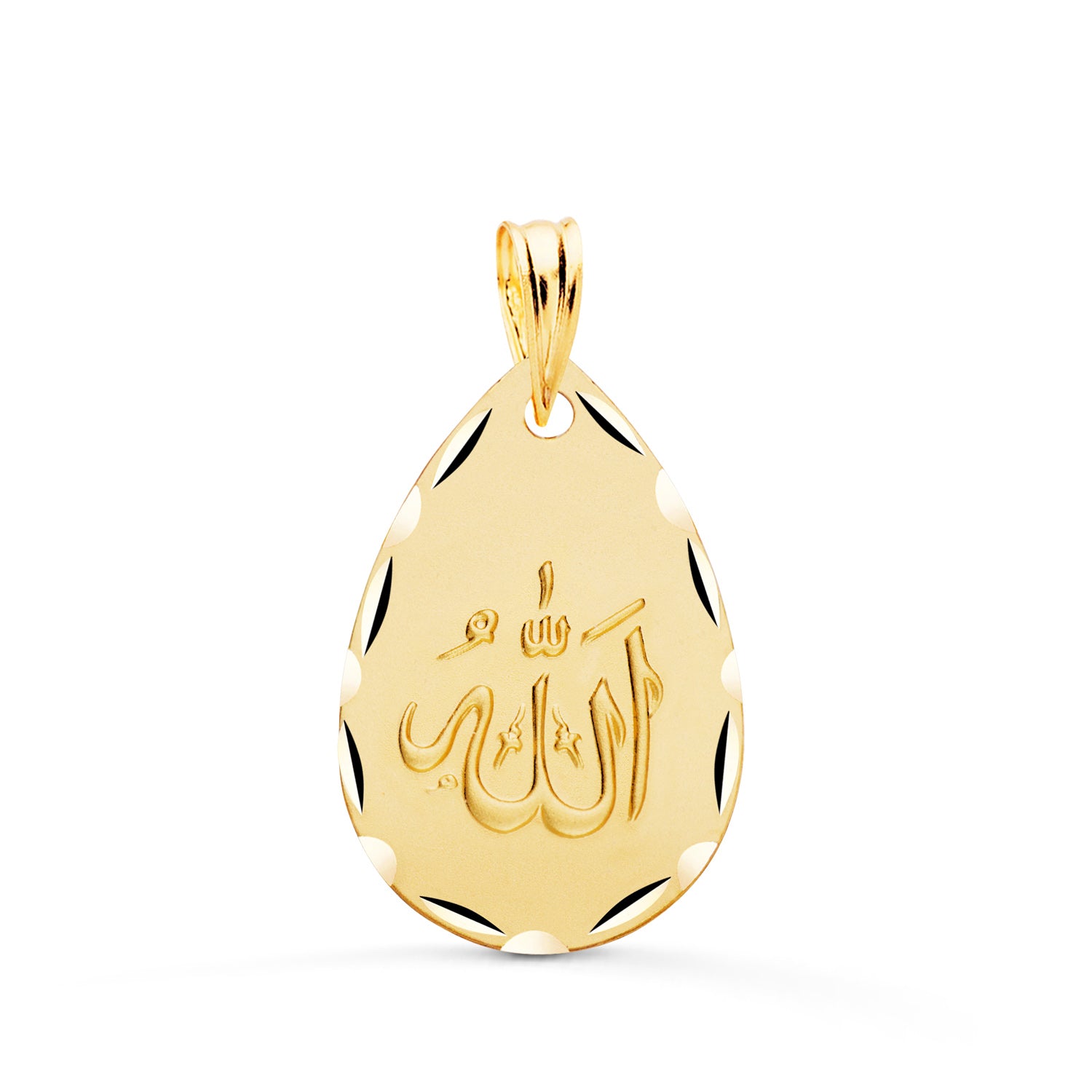 18K Gul Guld Allah Drop Medal 22 X 14 mm