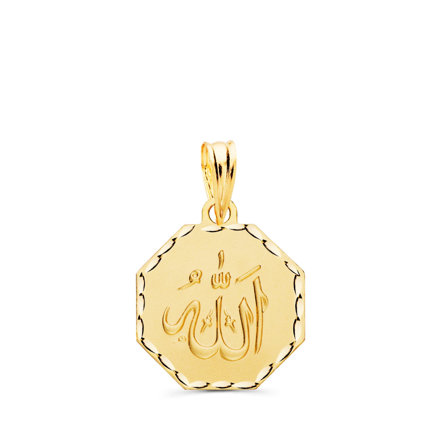 18K Yellow Gold Allah Medal Octagonal 15 X 15 mm