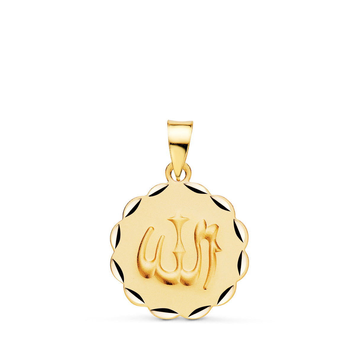 18K Médaille en Or Jaune Allah Est Grand 16 mm