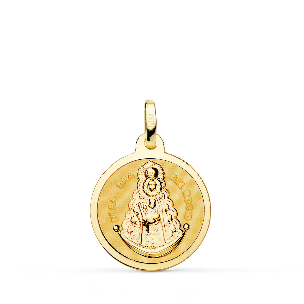18K Médaille Vierge du Rocio Brillante 18 mm