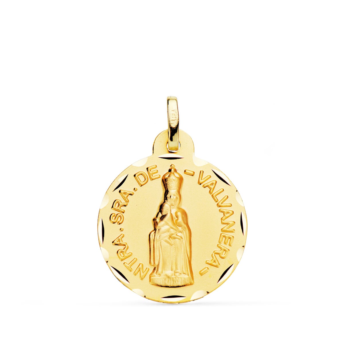 Médaille Or Jaune 18K Notre-dame de Valvanera DIAMANTÉE20 mm
