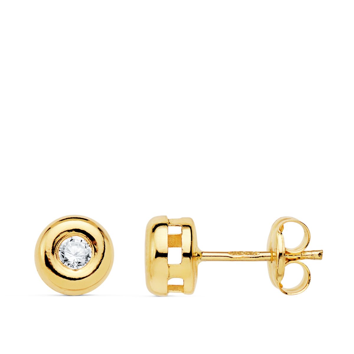 Chaton-øreringe i 18K gul guld Lab-diamanter 0,200 Cts VS2-G Størrelse: 6,5 X 6,5 mm pressede øreringe