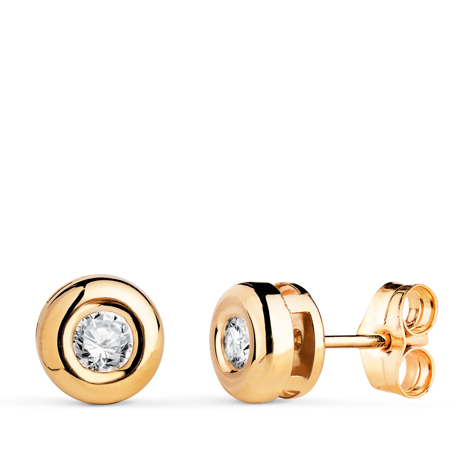18K gul guld Lab-diamantøreringe 3,40 mm 0,300 Qts VS2-G Størrelse: 7X7 mm Tryklås