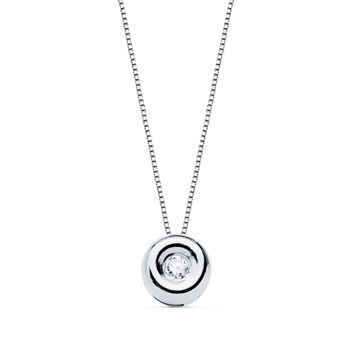 Choker en Or Blanc 18K Chaton 5,5 mm Diamant Lab 1,70MM 0,020 Qts G-VS2 Chaîne 42CM