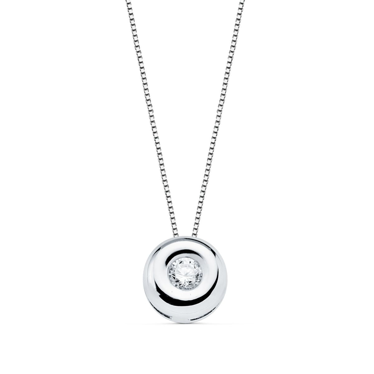 Choker en Or Blanc 18K Chaton 6 mm Lab Diamond 2,20MM 0,050 Qts G-VS2 Chain 42CM