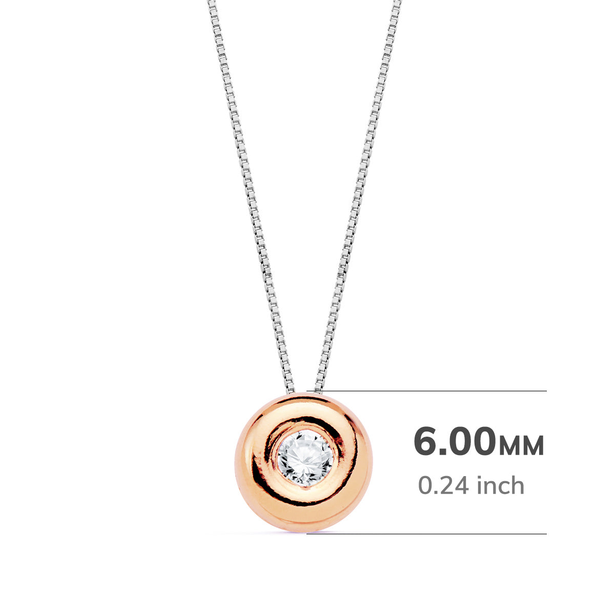 18K roseguld Choker Chaton Chaton 6MM Lab Diamond 2,20MM 0,050 Qts G-VS2 Kæde 42CM