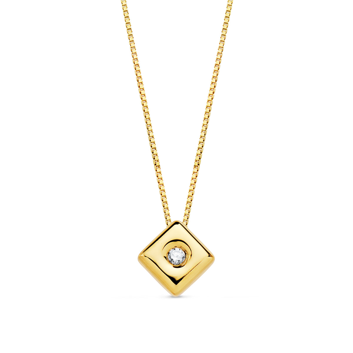 18K gul guld Choker Rhombus Chaton 4,5 mm Lab Diamond 0,015 Qts G-VS2 kæde 42CM