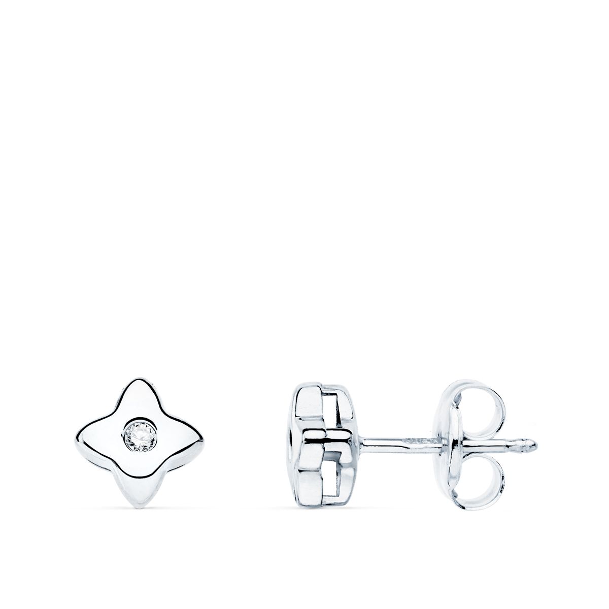 18K hvidgulds øreringe Star Lab Diamonds 0,030 Ct VS2-G Størrelse: 5X5 mm Presseøreringe