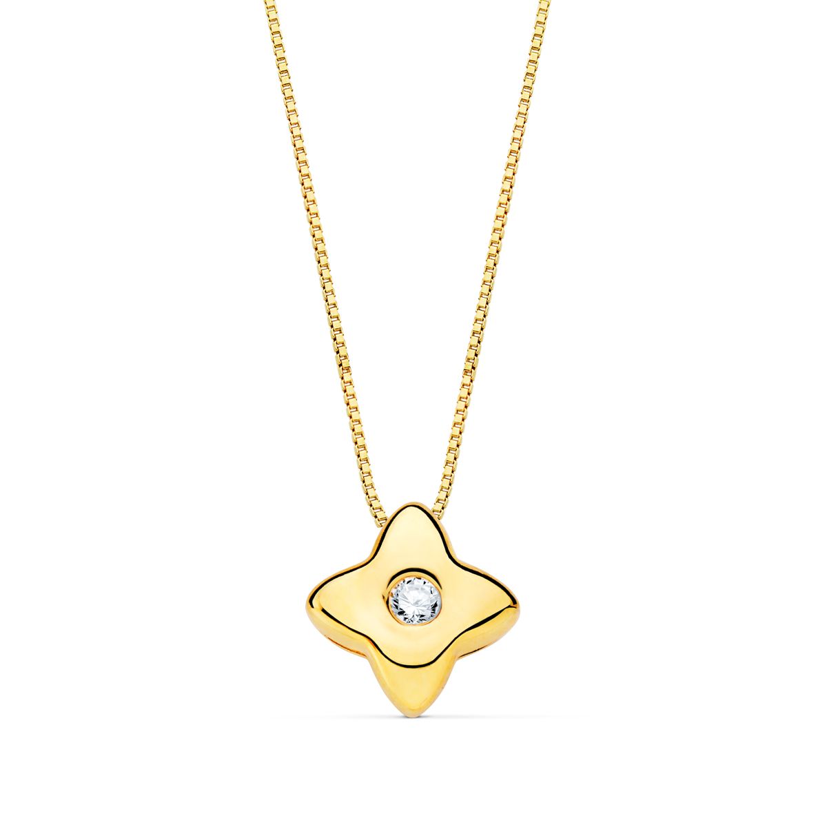 18K Yellow Gold Choker Star 5X5MM Lab Diamond 0.015 Ct G-VS2 Chain 42CM