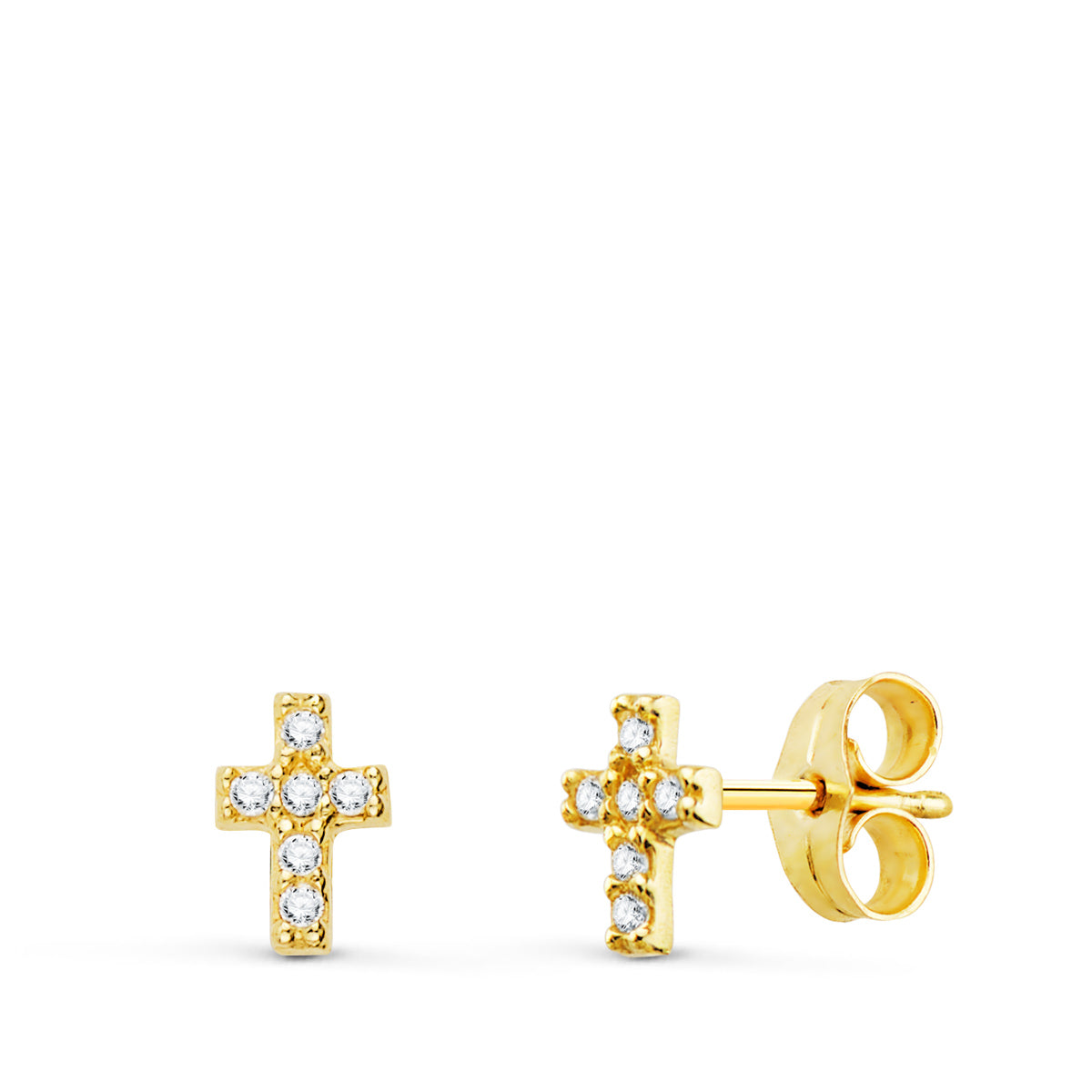 Boucles d'oreilles Or Jaune 18K Diamants de Laboratoire Croisés 0.06 Cts VS2-G Taille : 6X4 mm Boucles d'oreilles Presse