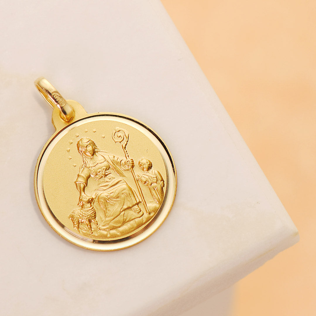 Medaile Božské pastýřky z 18K žlutého zlata 18 mm
