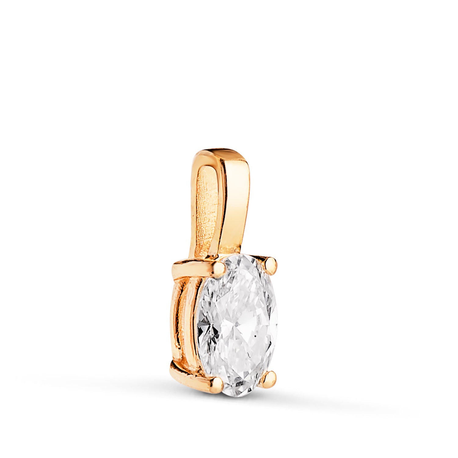 Pendentif en Or Jaune 18K Diamant de Laboratoire Taille Ovale 6 X 4MM 0,426 Qtes G-VS1 Taille : 10X4 mm
