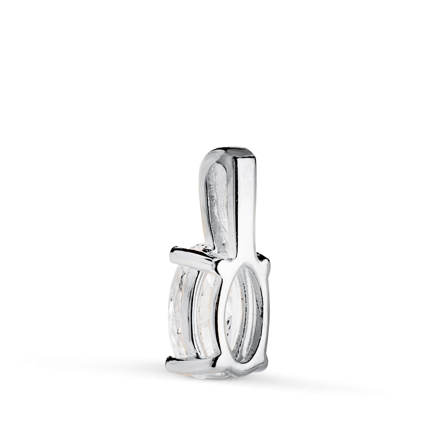 Pendentif en Or Blanc 18K Diamant de Laboratoire Taille Ovale 6 X 4MM 0,426 Qtes G-VS1 Taille : 10X4 mm