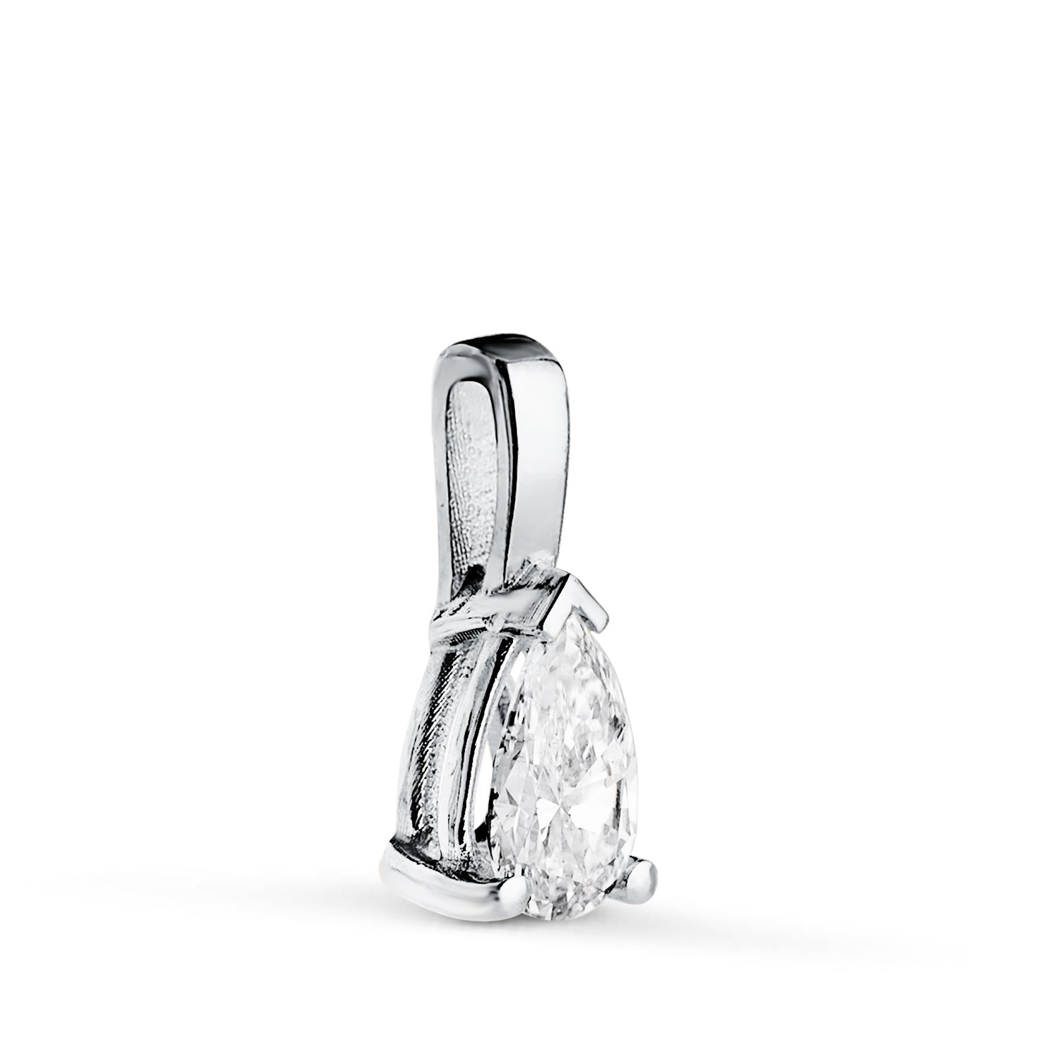 Pingente em ouro branco 18K com corte em pêra e diamante de laboratório 6