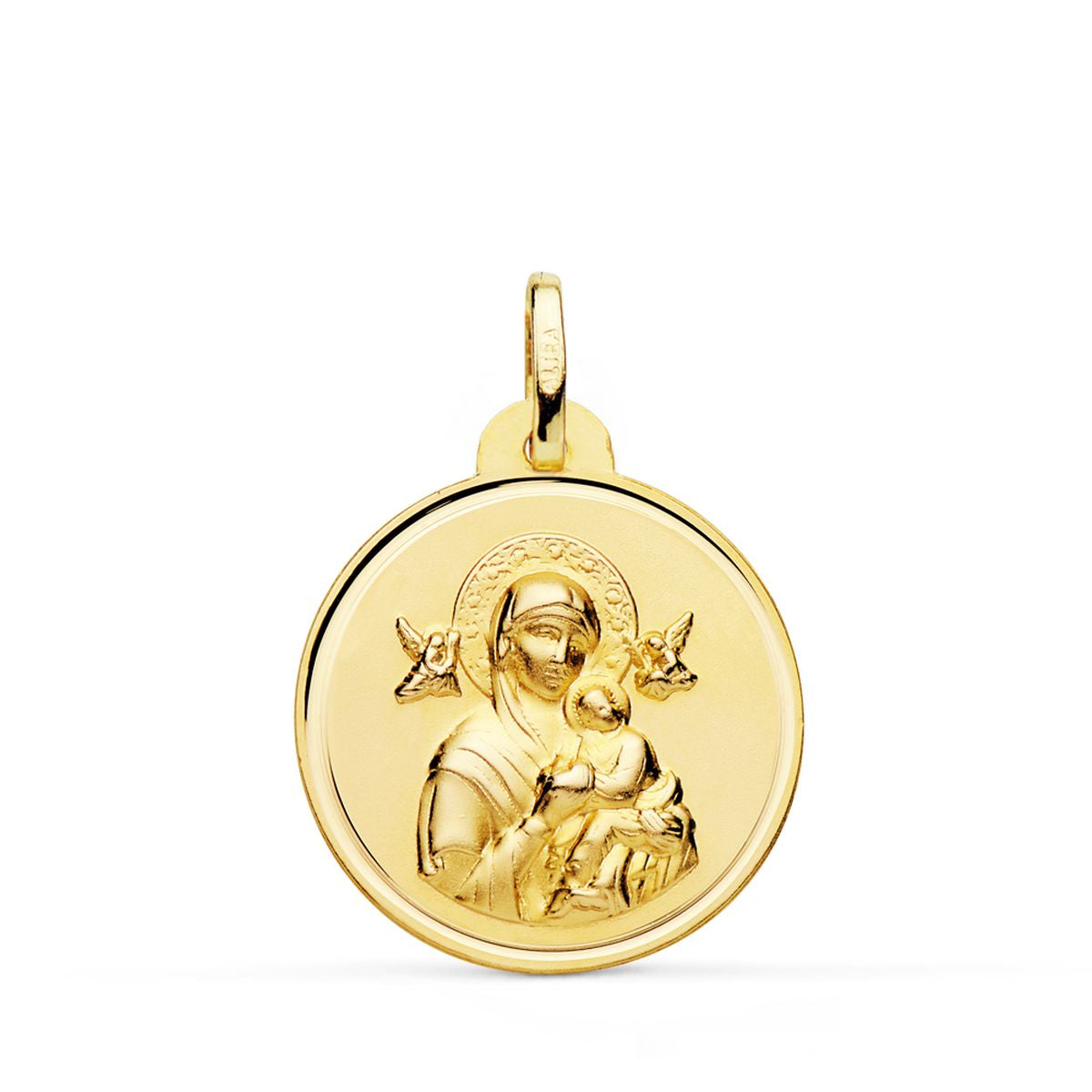 Medalla Virgen del Perpetuo Socorro Bisel 18K 22 mm
