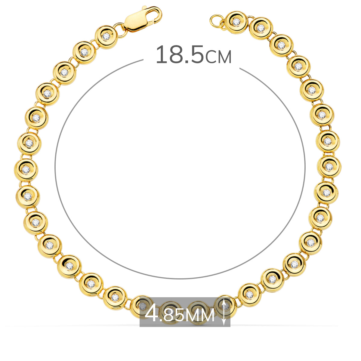 Bracelet Riviere en Or Jaune 18K 31 Diamants de Laboratoire 0.434 Cts VS2-G Largeur : 4.85 mm Longueur : 19 Cm