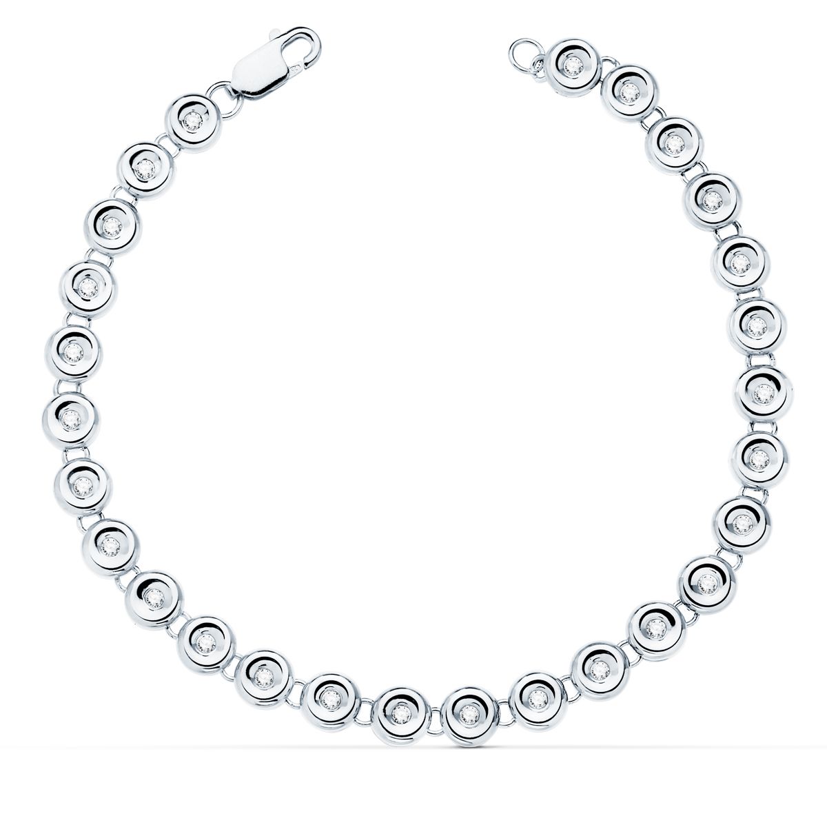 Bracelet Riviere en Or Blanc 18K 31 Diamants Lab 0.434 Cts VS2-G Largeur : 4.85 mm Longueur : 19 Cm