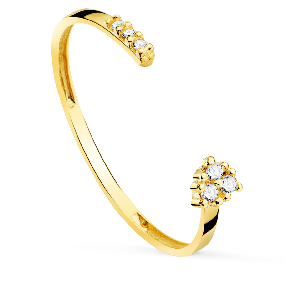 18K gul guld åben ring & diamanter 0,040CT 1,10MM