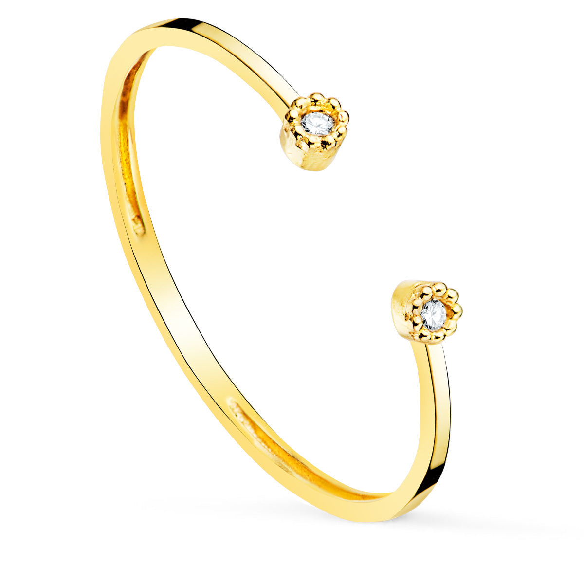 Bague en Or Jaune 18K Diamants 0,0160 Cts VS2-G Corps 1,10 mm