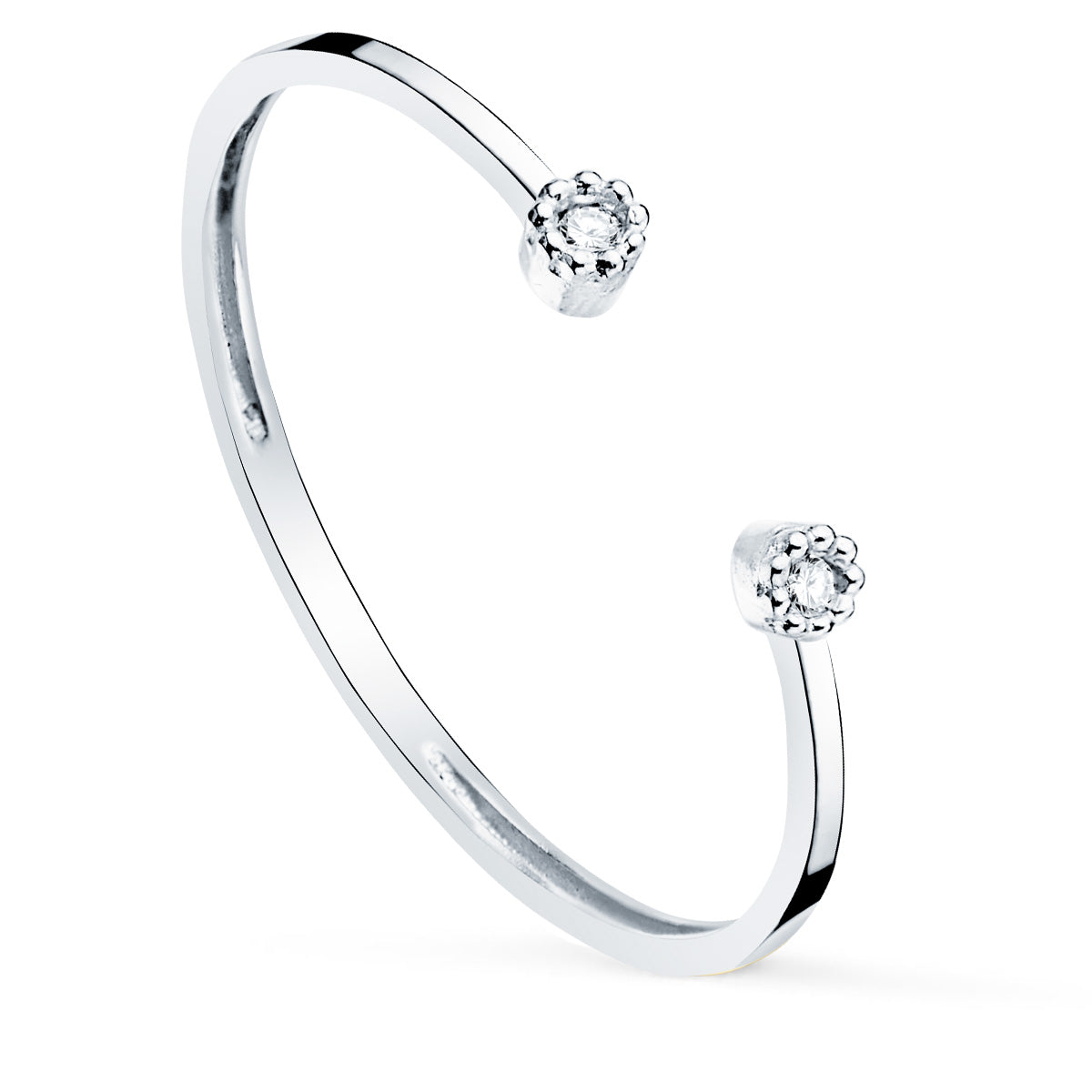 18K White Gold Open Ring & Diamonds 0.0160CT 1.10MM