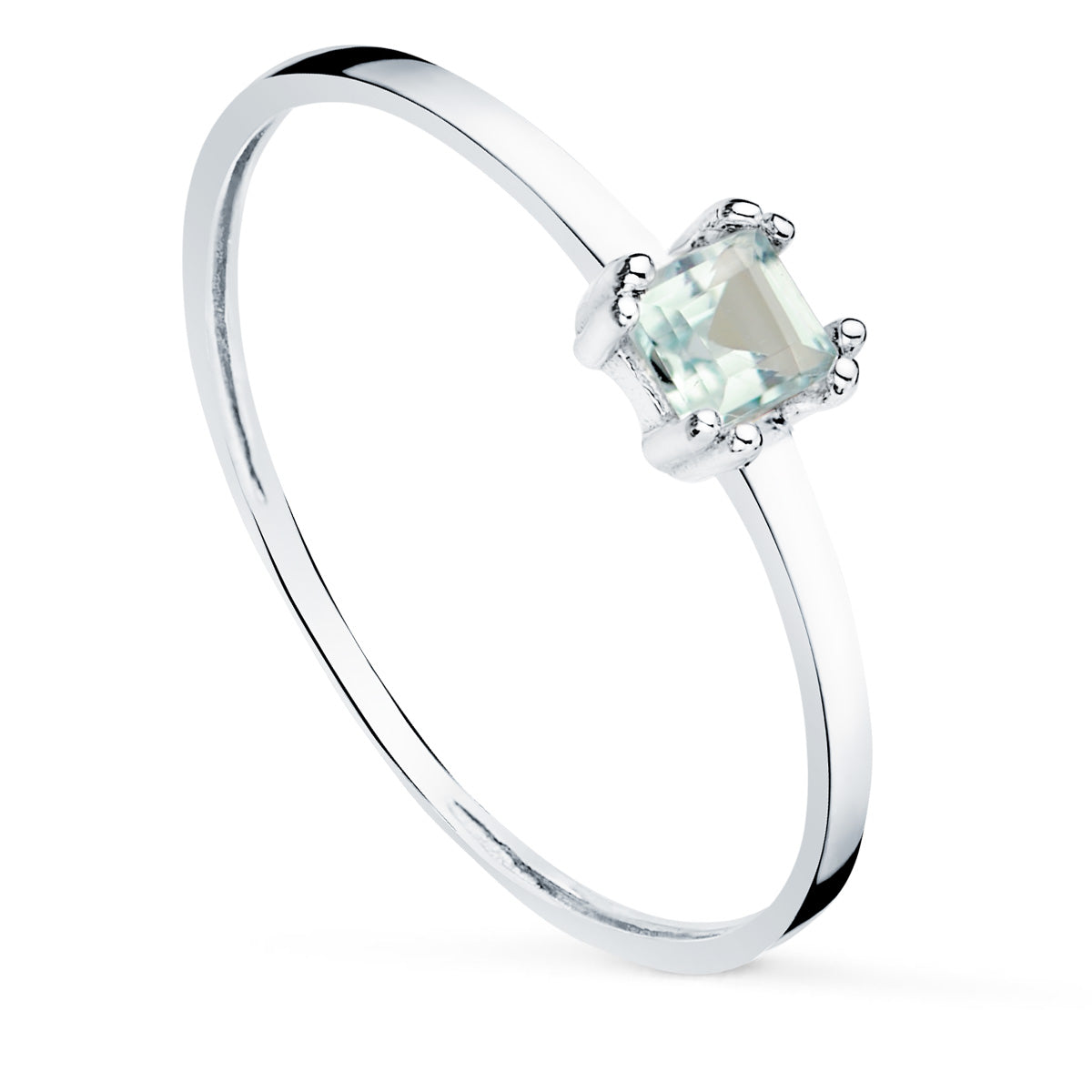 18K Vitguld Akvamarin Ring 4X3 mm