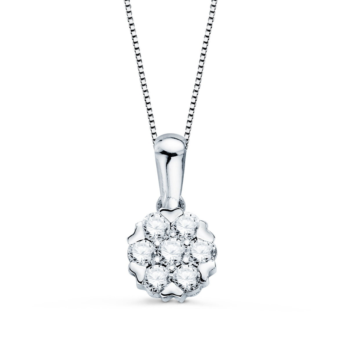 Collar Oro Blanco 18K Diamantes de Laboratorio 7 mm 0.300 Cts Cadena G-VS2 42-3CM