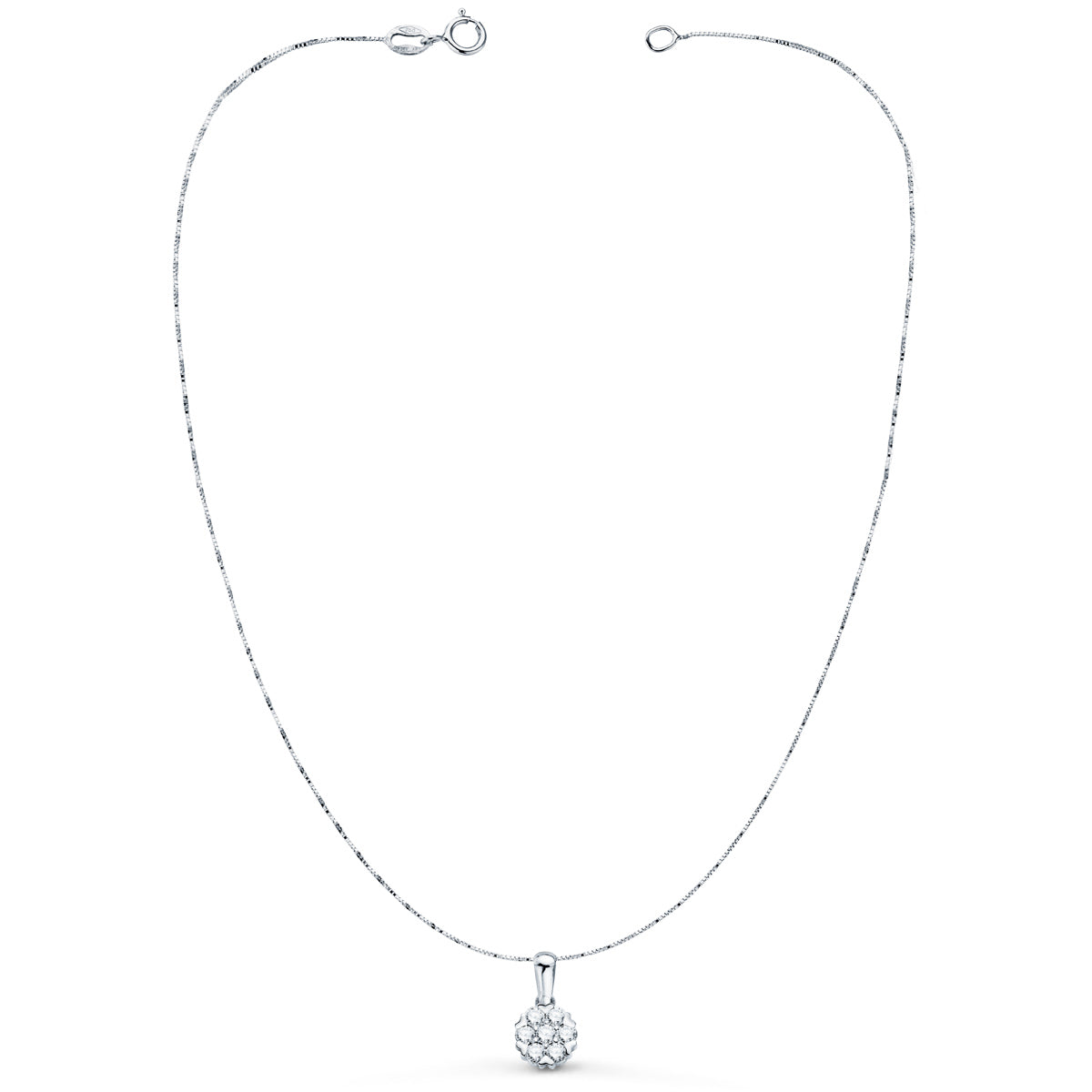 Collar Oro Blanco 18K Diamantes de Laboratorio 7 mm 0.300 Cts Cadena G-VS2 42-3CM