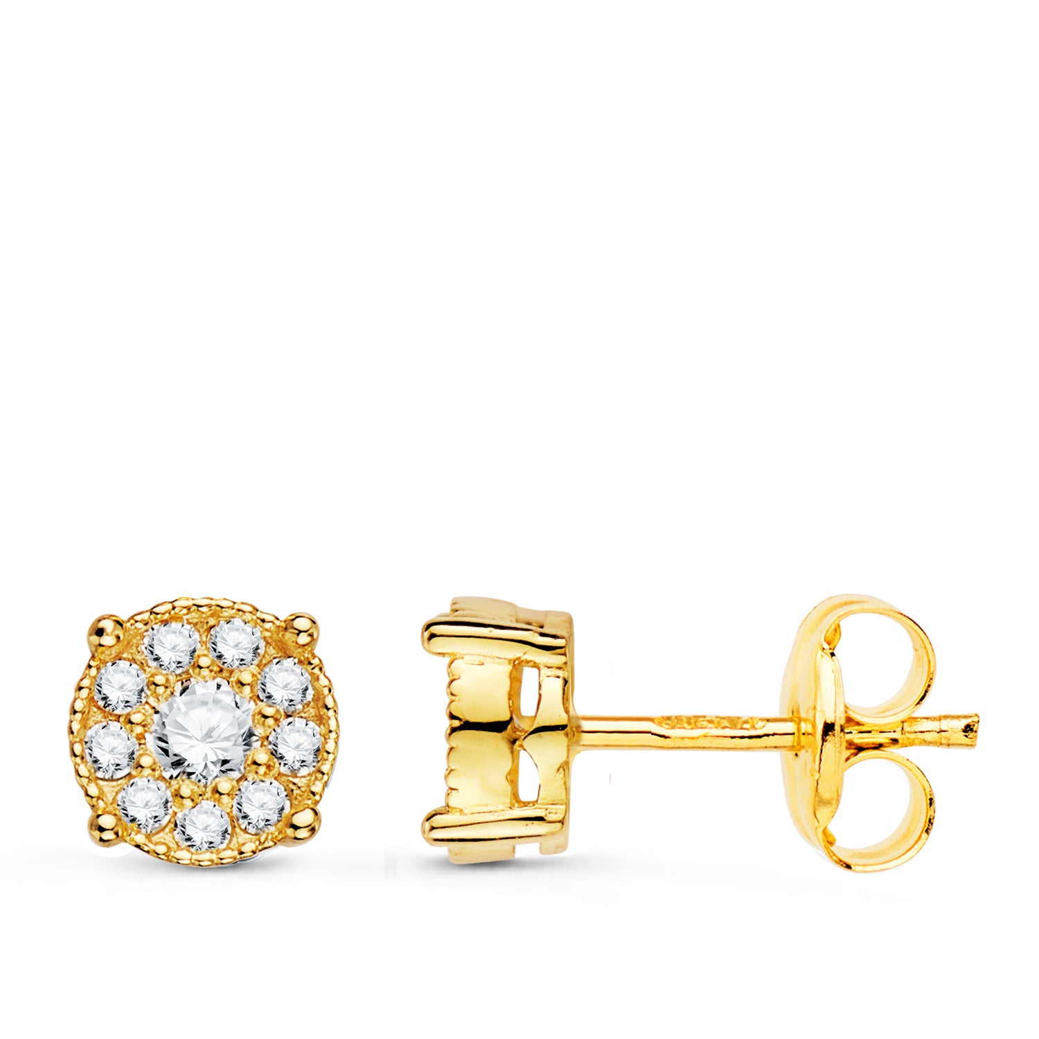 Orecchini in Oro Giallo 18 Carati 20 Diamanti Lab 0,365 Ct VS2-G 6,5X6,5 mm Pressione