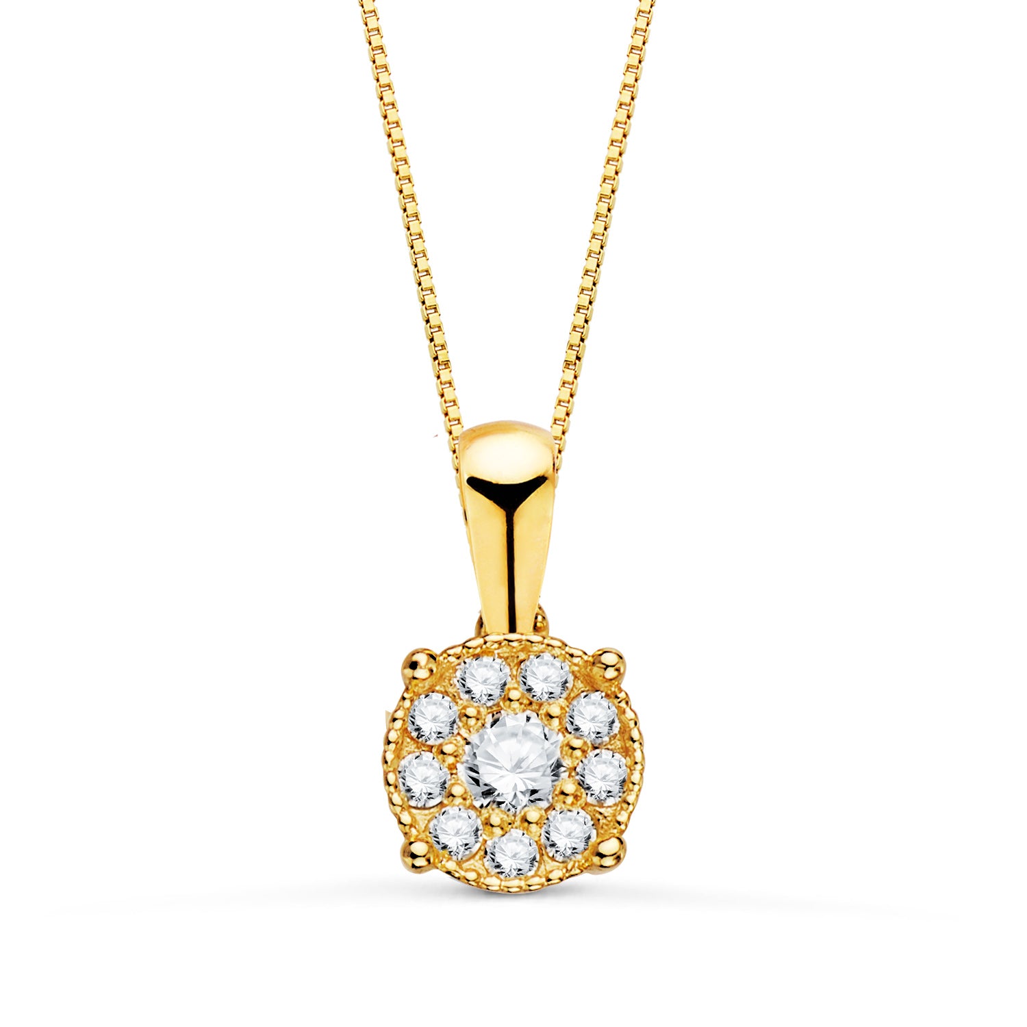 18K Yellow Gold Pendant with 0.182 Cts Lab Diamonds - VS2 G Med: 65MM Chain 42-3CM
