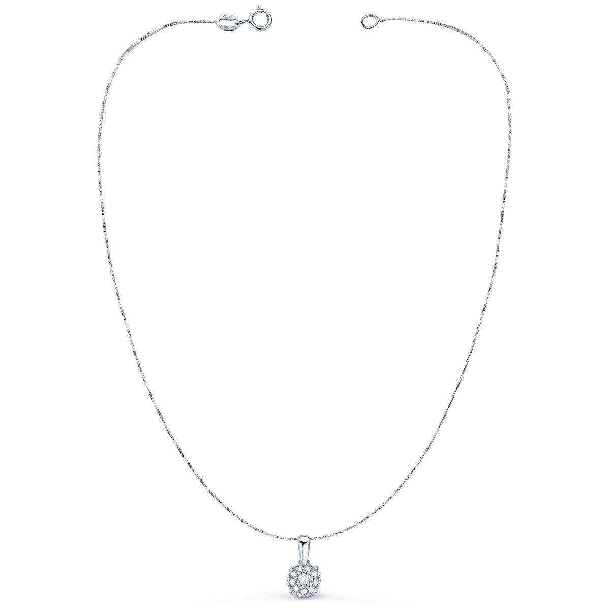 Collier en Or Blanc 18K Diamants Lab 65 MM0,182 Qts Chaîne 42-3 Cm VS2-G