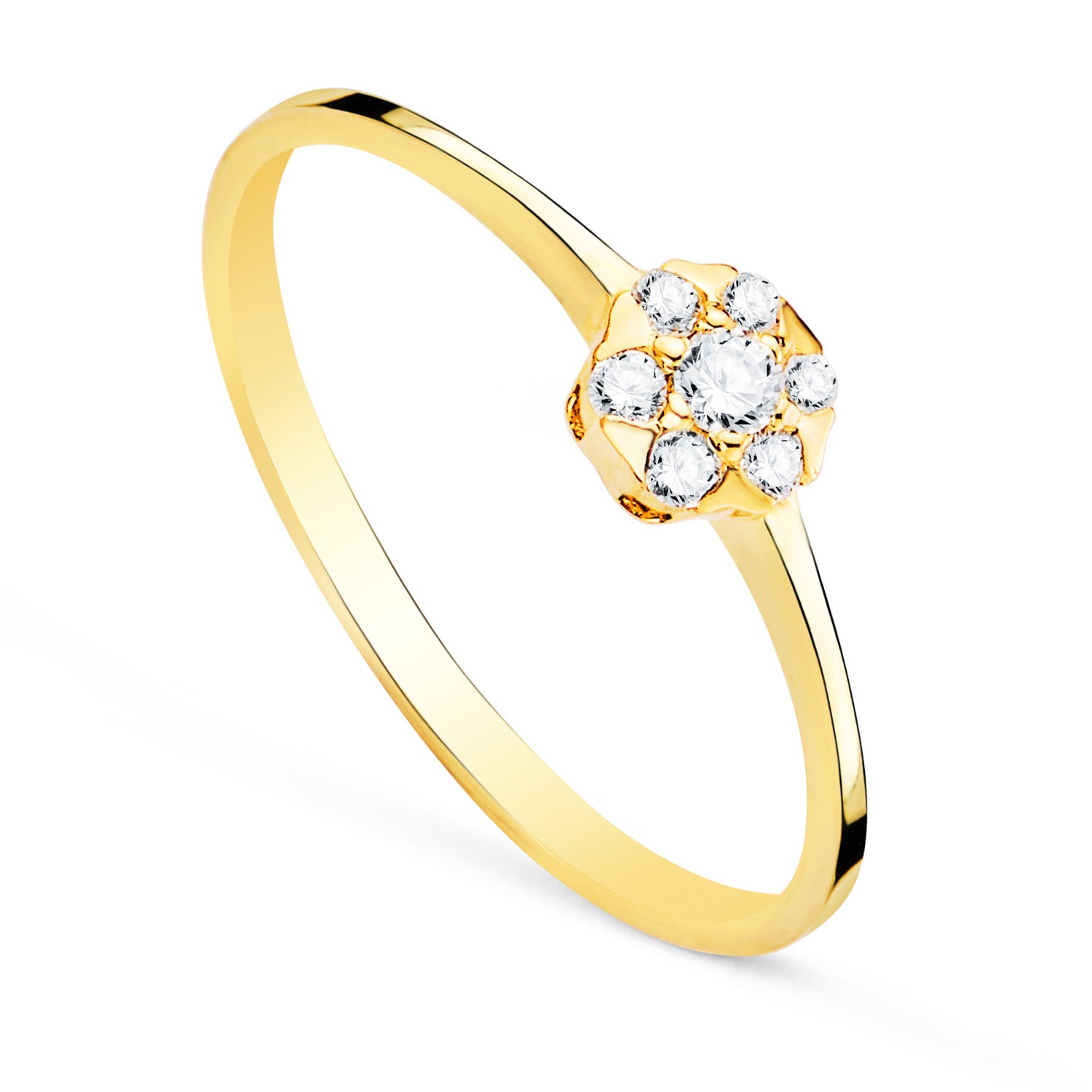 Bague Or Jaune 18K avec Diamants Présure 5X5 mm 0127 Qts