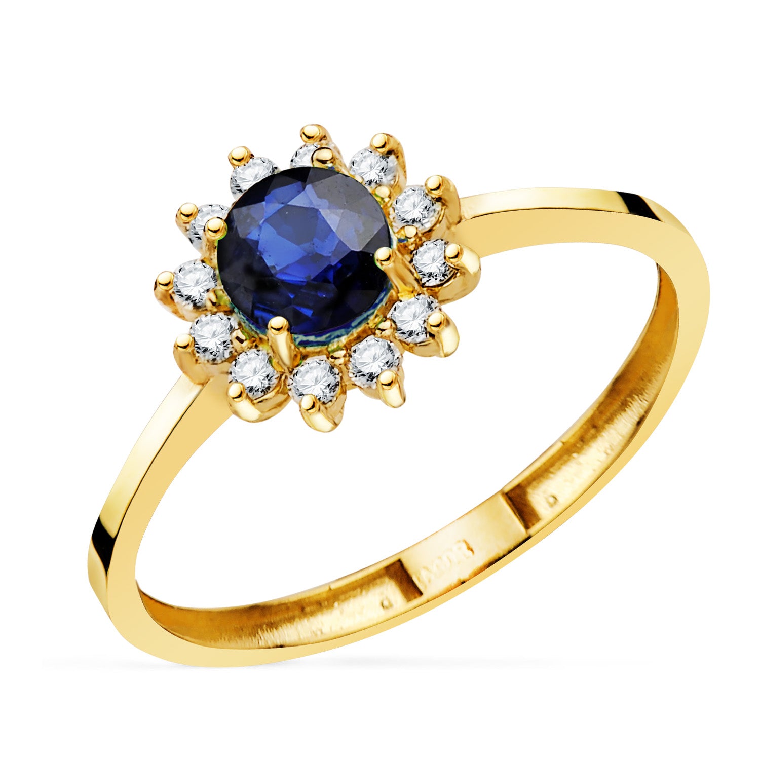 Ring in 18K witgoud Saffierverspreiding 5 mm 0,56 Ct en Lab-diamanten 0,17 Ct G - VS2 Quattro breedte: 9,5 mm