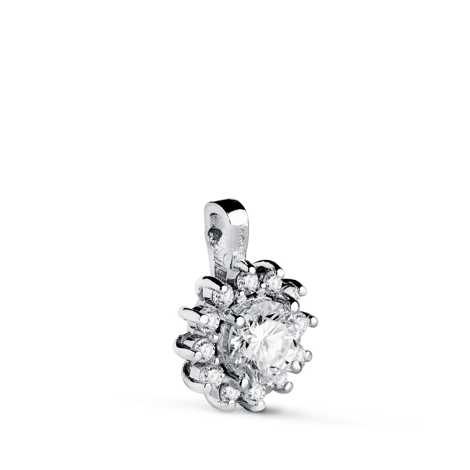 Pendentif en Or Blanc 18K avec 13 Diamants de Laboratoire 0.670 Ct VS2-G Taille : 13 X 9.5 mm