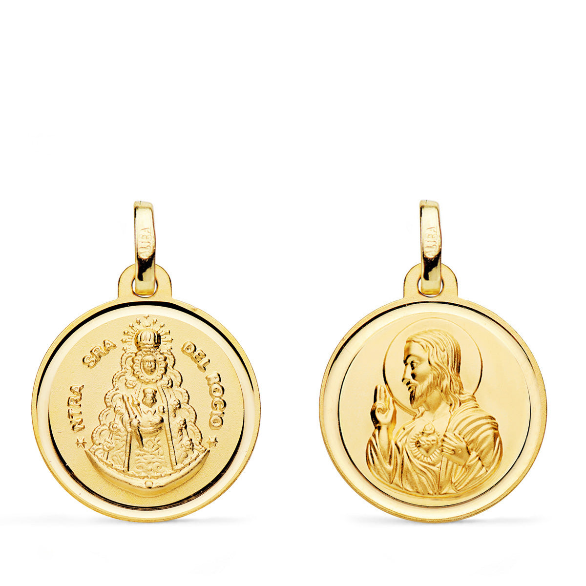 Médaille Scapular 18K Vierge Del Rocio et Coeur Jésus 18 mm