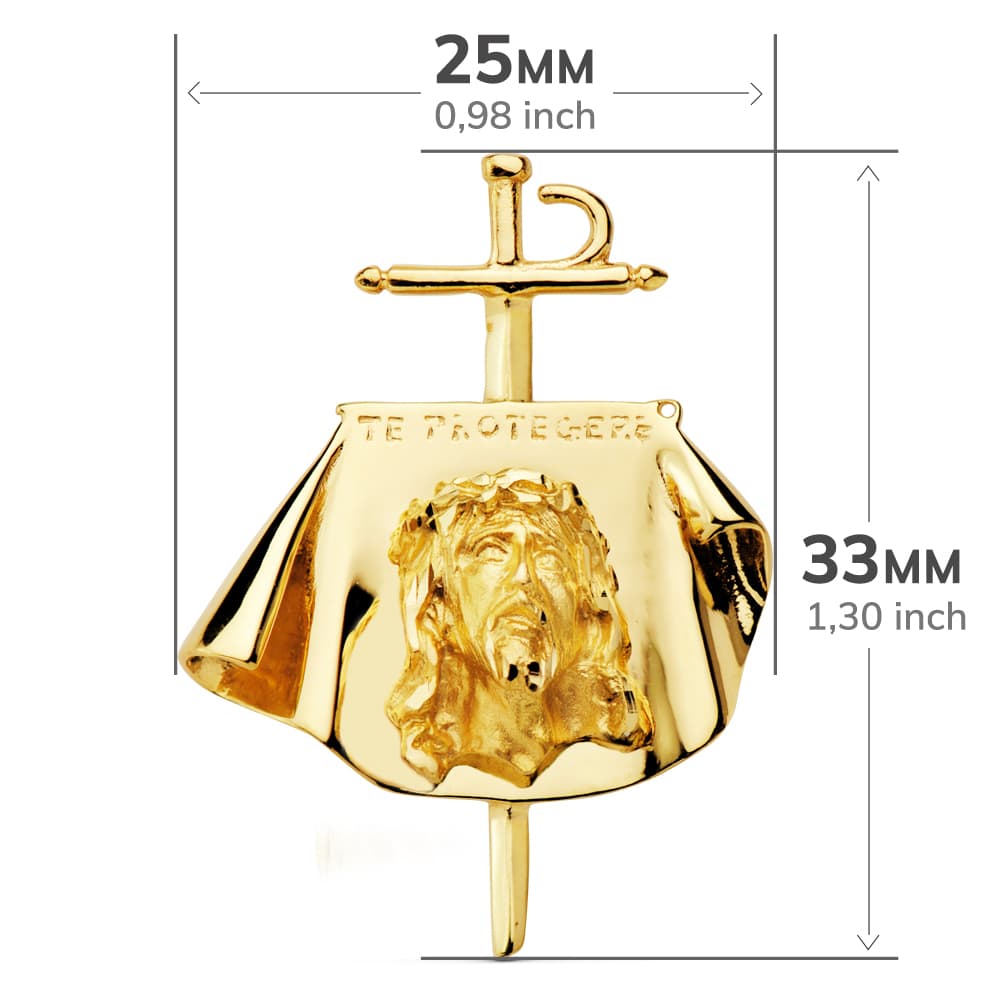 Pendentif Or Jaune 18K Christ des Corréras 34X25 mm