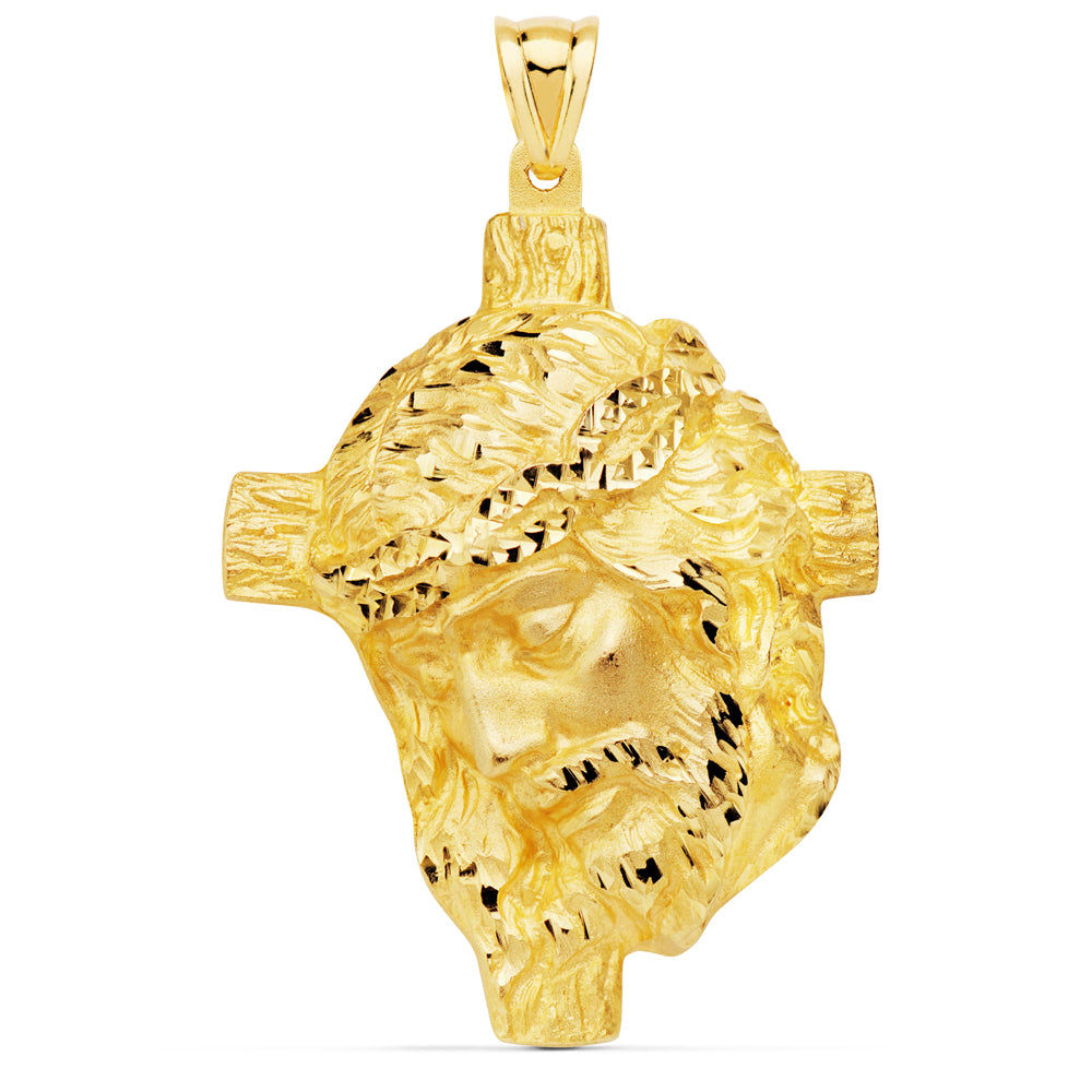 Ciondolo Testa di Cristo in Oro Giallo 18K 48X38 mm