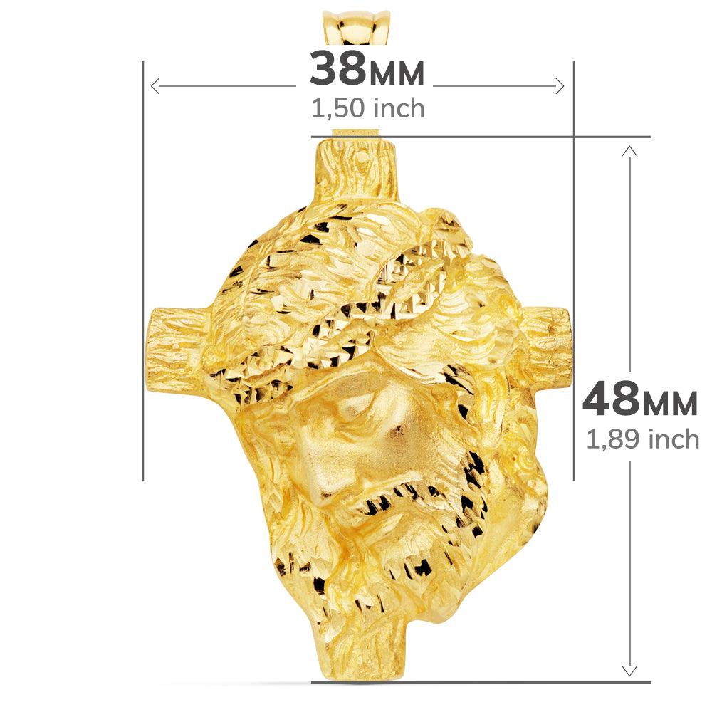 Ciondolo Testa di Cristo in Oro Giallo 18K 48X38 mm
