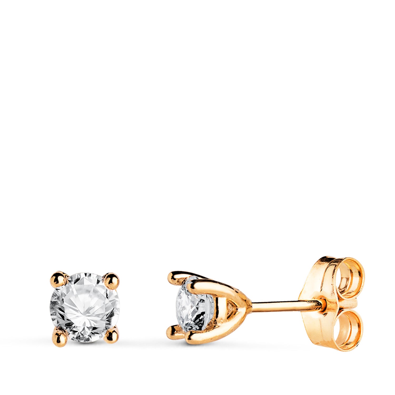 Boucles d'oreilles en Or Jaune 18K avec Diamants Taille Brillant 4.5MM 0.600 Qts VS2-G 4.5X4.5 mm Monture Laboratoire