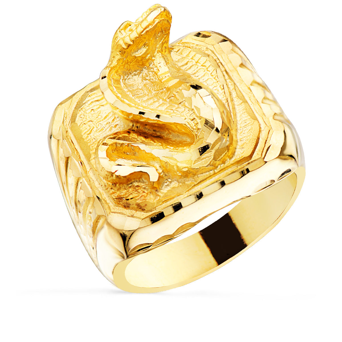 18K Chevalière Serpent en Or Jaune 20X20 mm