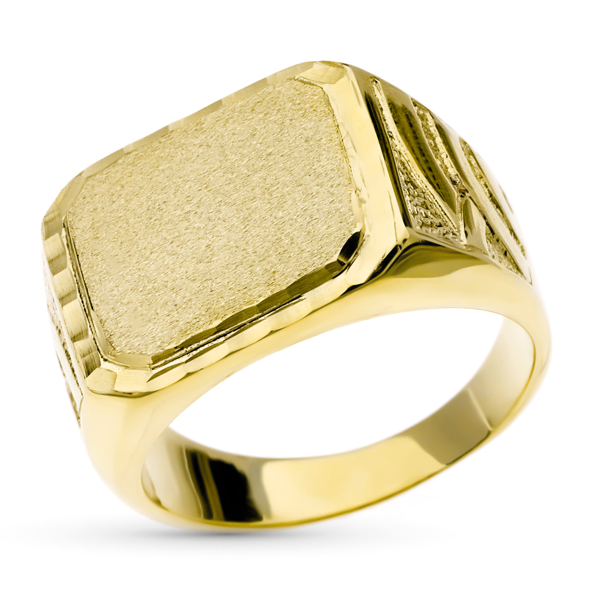 Knight in 9K Yellow Gold for Men Rectangular Doubled Engraved Surface: 9X19 mm