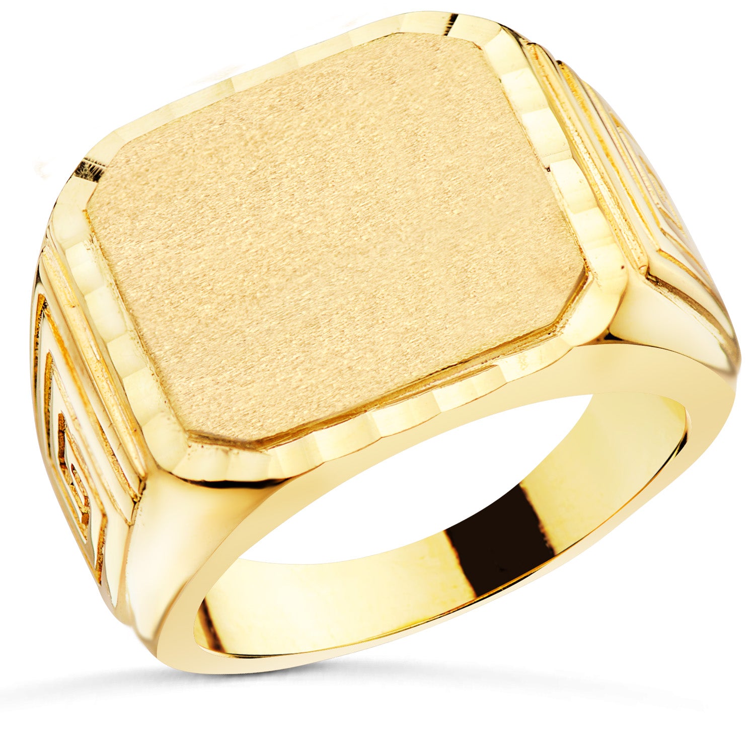 Anillo De Sello Rectangular De Oro Amarillo Sólido De 18 Quilates 18X17 mm