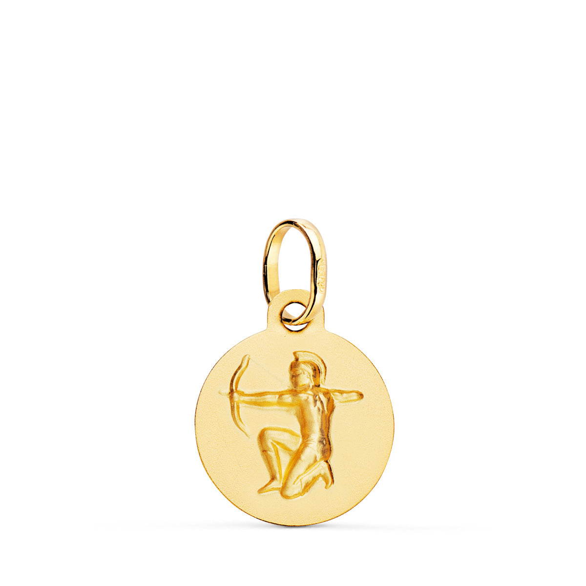 18K Geel Goud Boogschutter Horoscoop Medaille Mat 13 mm Geel Goud