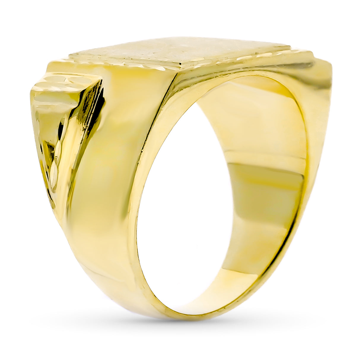 18K Solid Yellow Gold Rectangular Signet Ring 12X14MM