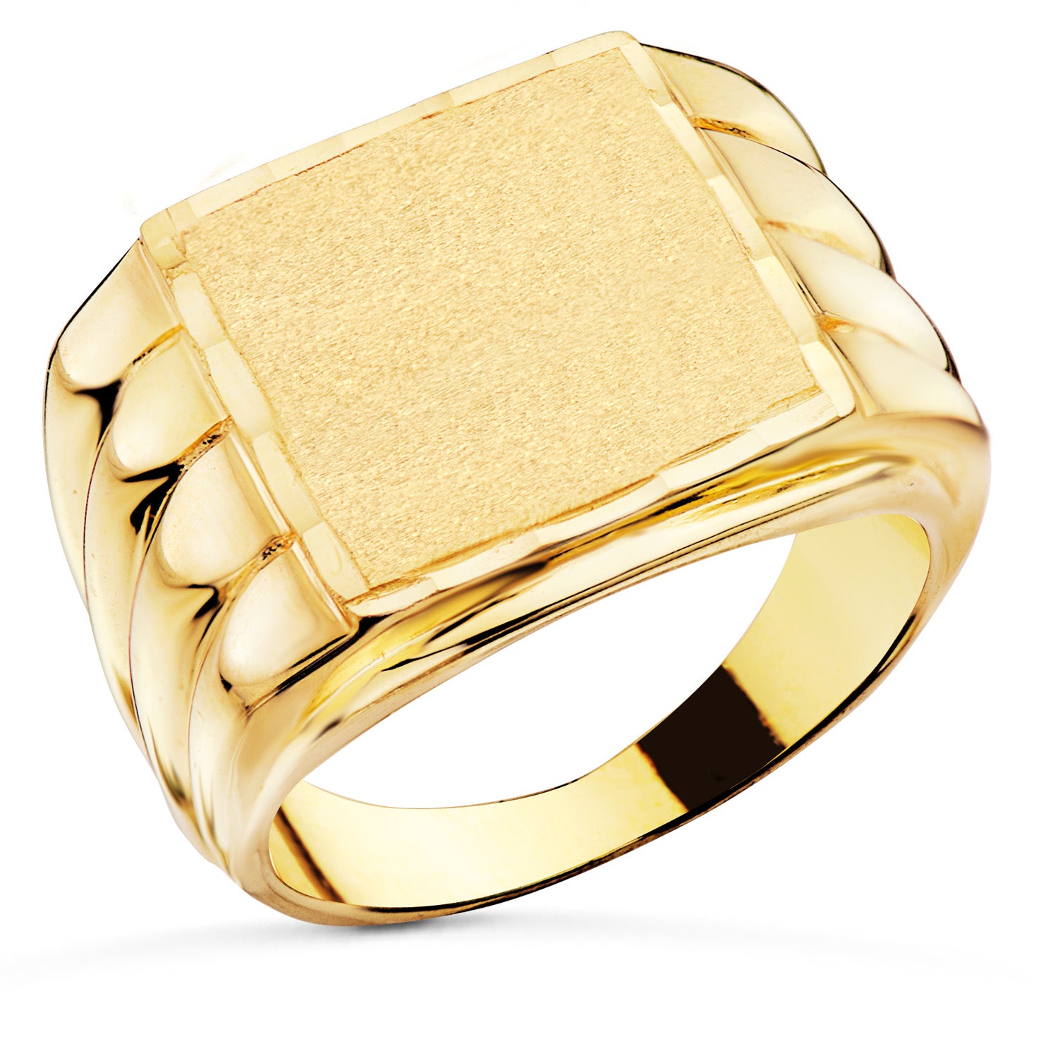 18K Yellow Gold Rectangular Signet Ring 17X17 mm