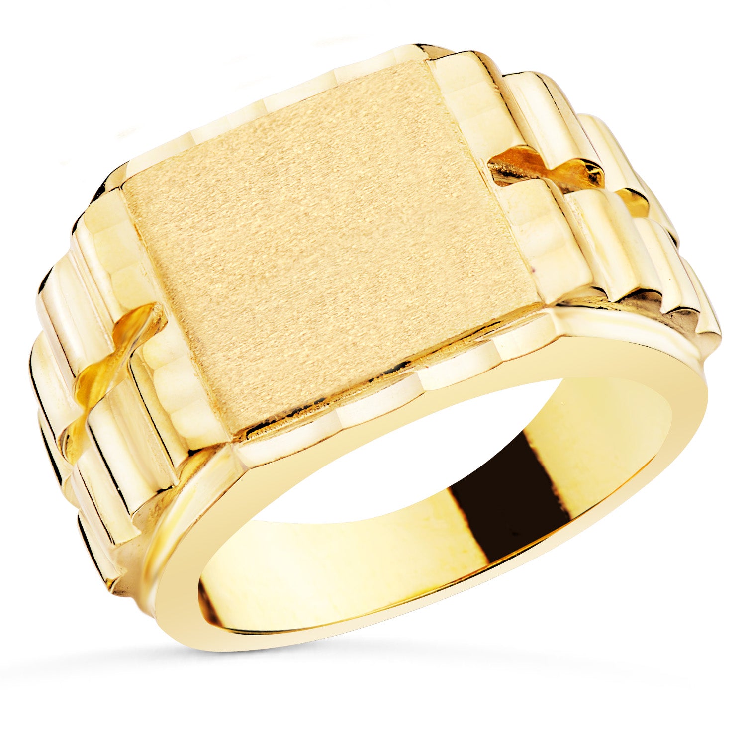 18K Chevalière Carrée Rolex en Or Jaune 14X14 mm