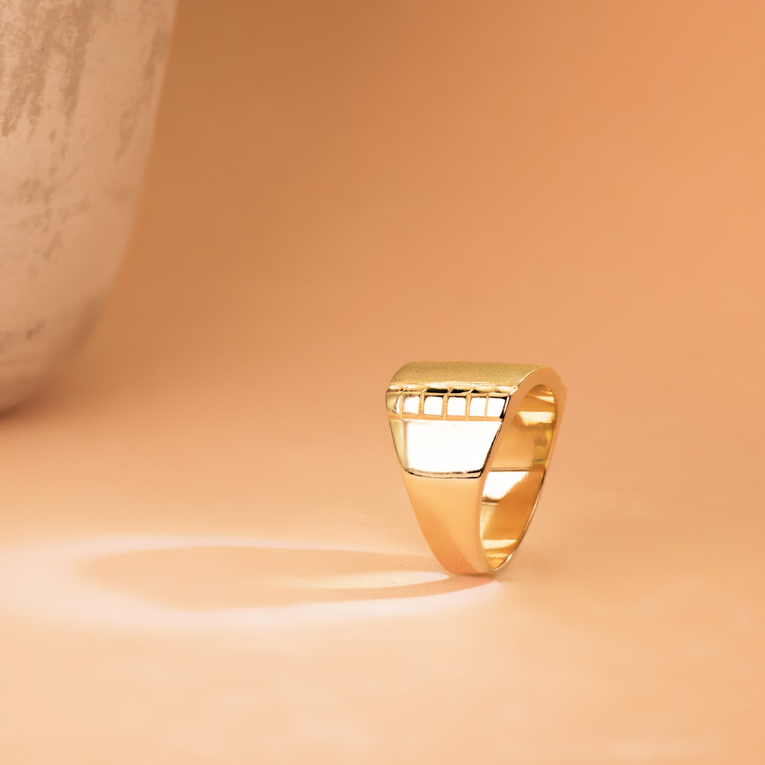 Anel de sinete retangular em ouro amarelo maciço 18K 15X15MM