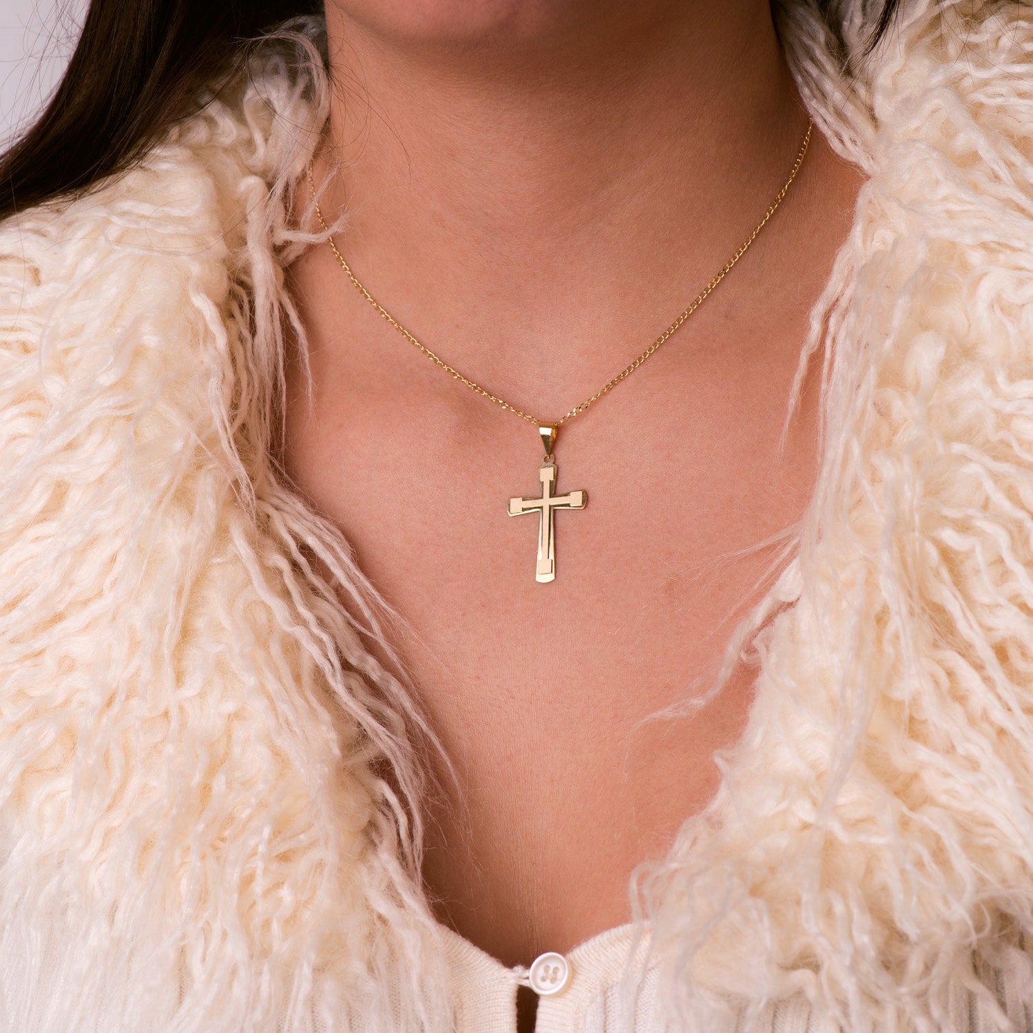 18K gult gull Kors 33X20 mm