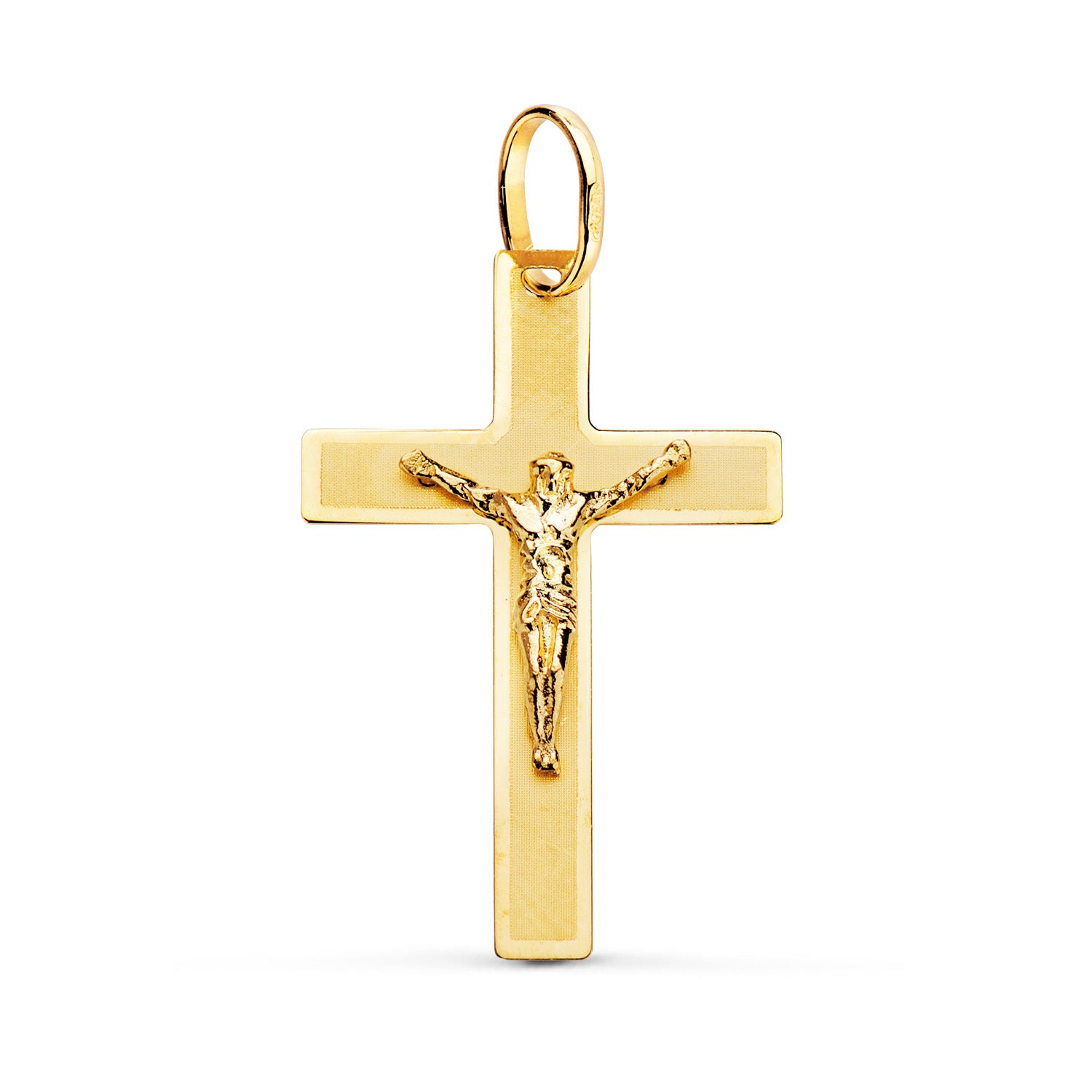 18K Pendentif Croix avec Christ Mate 29 X 20 mm