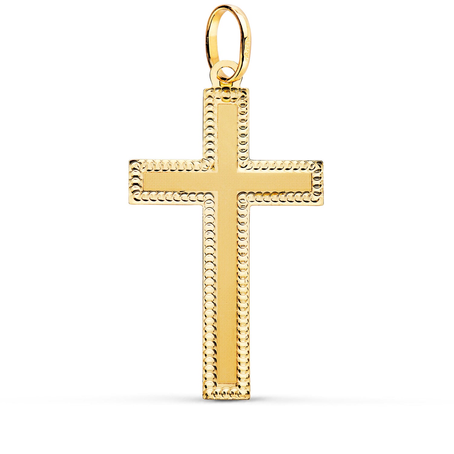 18K Croix en Or Jaune Facetté 35X20 mm