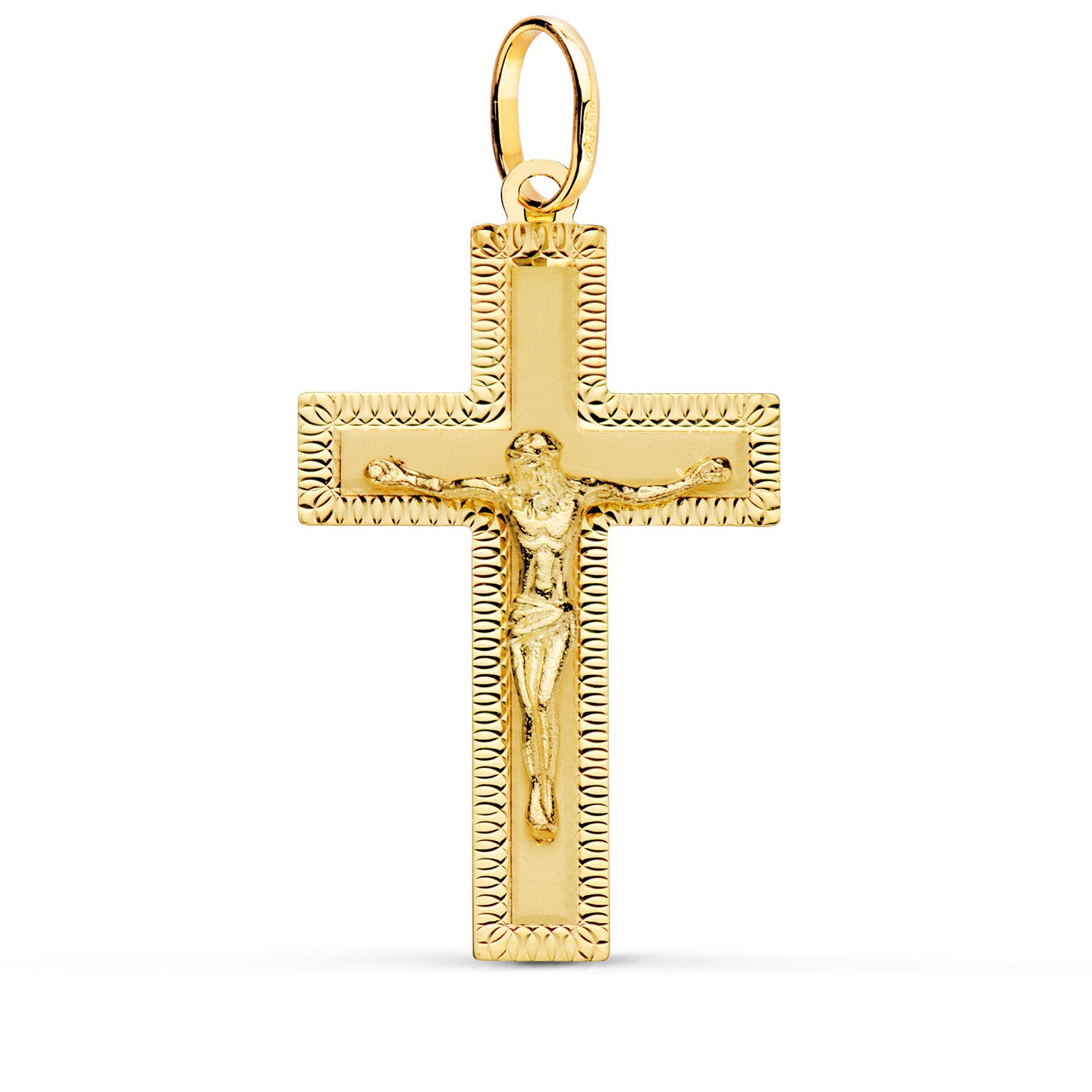 18K Pendentif Croix avec Christ 35X20MM
